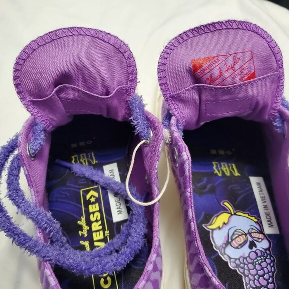Converse Chuck Taylor All Star Low Top Purple Wavy Fuzzy Lace Sneakers 5M/7W - Picture 12 of 13